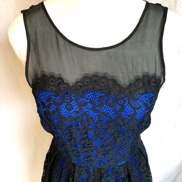 Moulinette Soeurs Black Lace Blue Dress Prom Wedding Guest Whimsigoth Size 0 - Picture 2 of 13